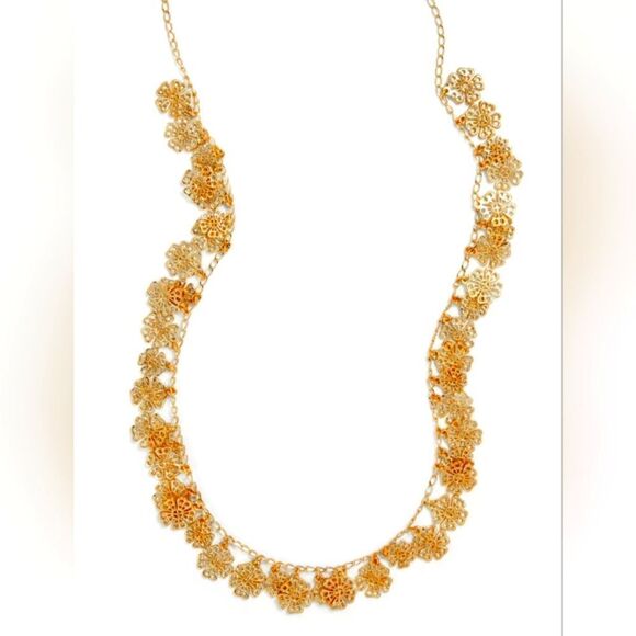 TALBOTS FILIGREE PETALS LAYERING GOLD NECKLACE NWT - Picture 1 of 4